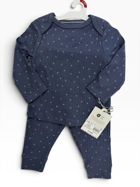 cloud island Navy Blue Pajama Set with Light Blue Cross Print